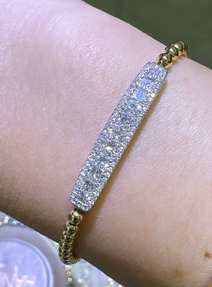 1.34ct tw Princess-cut  Diamond Beaded Gold String Bracelet