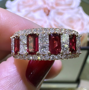 2.44carat Ruby Baguette-cut and White Diamond Ring