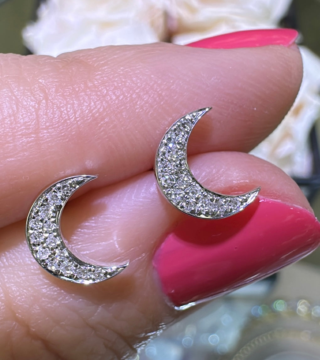 0.10ct tw Diamond Moon Shape Stud Earrings