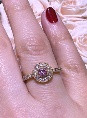 0.51ct tw Round Shape Pink Sapphire and Diamond Ring