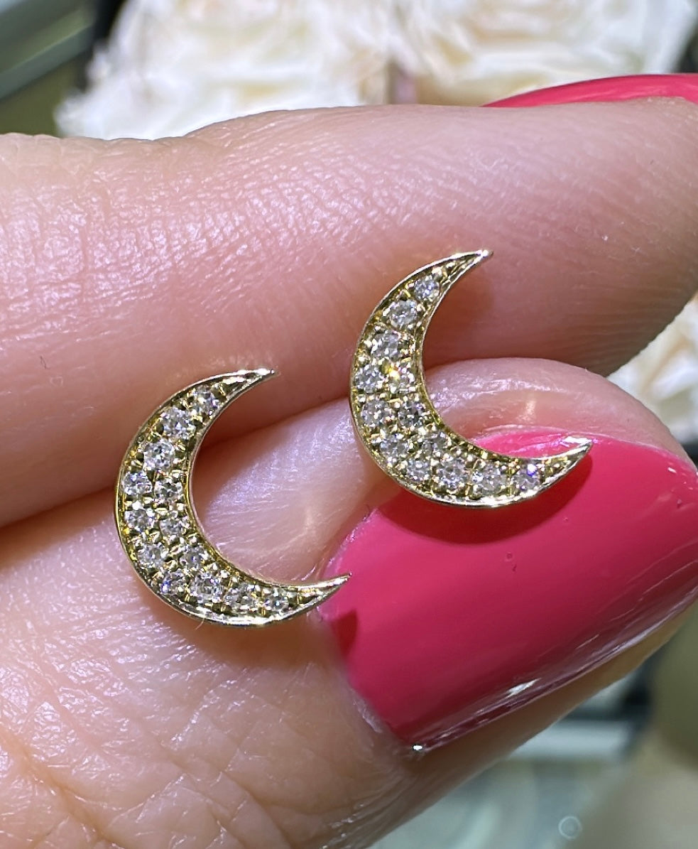 0.10ct tw Diamond Moon Shape Stud Earrings