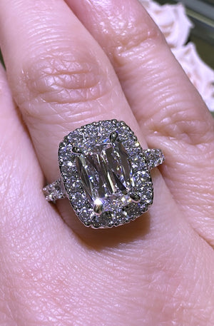 GIA Certified 3.15carat Henri Daussi Cushion-cut Engagement Anniversary Ring