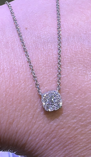 0.29ct tw Invisible-set Cushion Shape Diamond Pendant Necklace