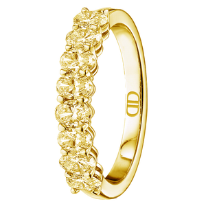 Designer Fancy Intense Yellow Canary 1.53carat Oval-cut Half Eternity Diamond Ring