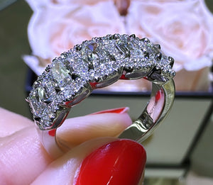 1.48ct tw Diamond Cushion Cut Five Stone Anniversary Ring