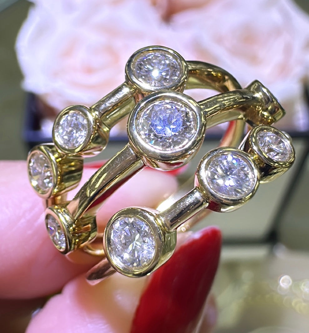 0.81ct tw Bezel Set Multi Row Diamond Diamond Ring – HANIKEN JEWELERS ...