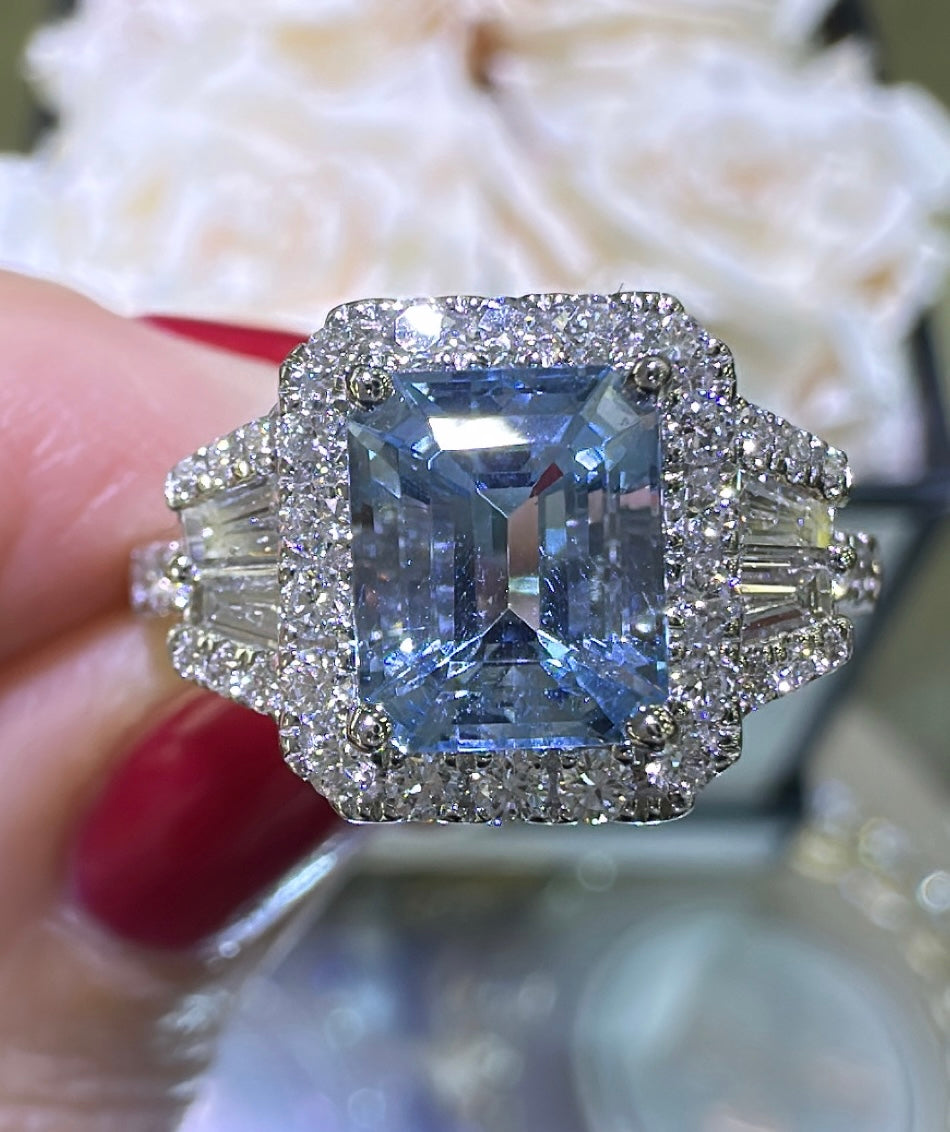 2.45carat Aquamarine & Diamond Cocktail Ring