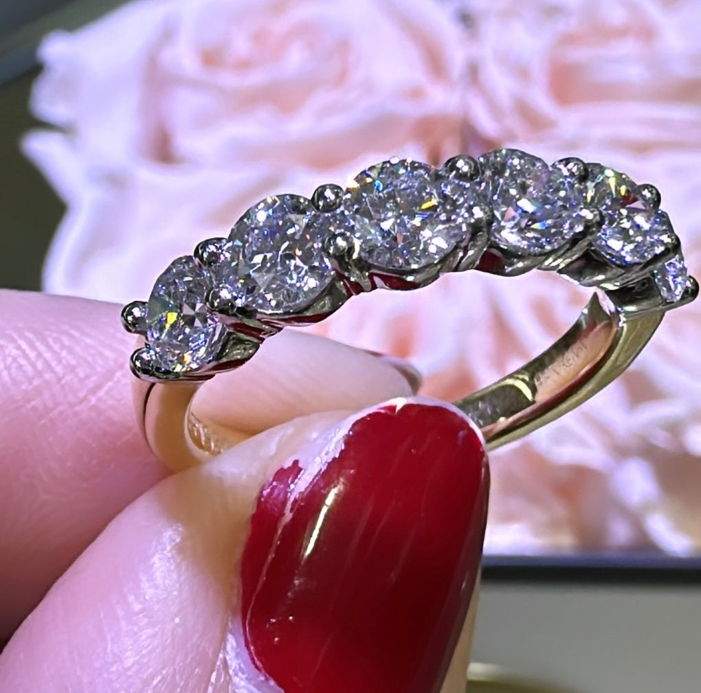 GIA certified 1.43ct t.w. Four Six Stone Diamond Ring