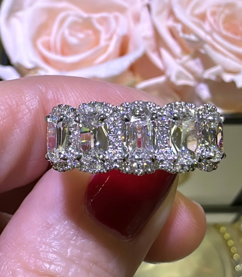 Henri Daussi Designer Most desired 2.40carat Diamond Five Stone Anniversary Band Ring
