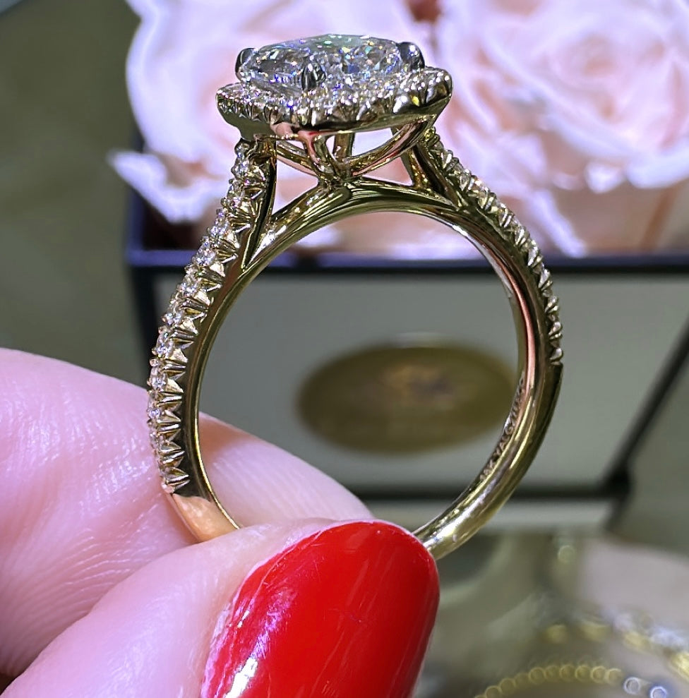 GIA Certified 1.51carat Henri Daussi Cushion-cut Engagement Anniversary Ring