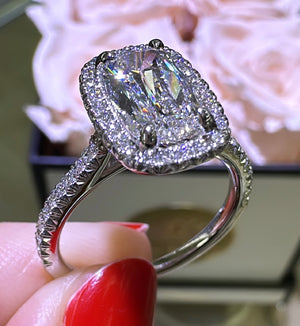 GIA Certified 1.82carat Henri Daussi Cushion-cut Engagement Anniversary Ring