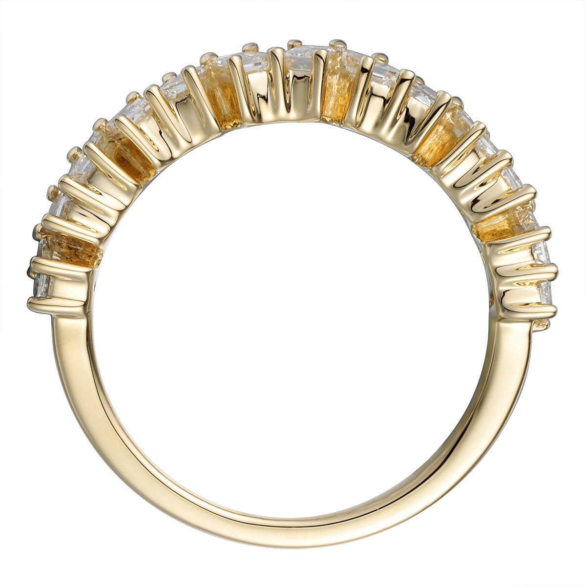White Gold & Baguette Off Center Diamond Ring