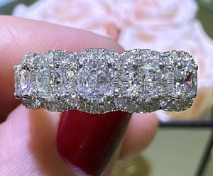 1.25ct tw Diamond Cushion Cut Five Stone Anniversary Ring