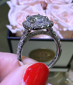 GIA Certified 3.15carat Henri Daussi Cushion-cut Engagement Anniversary Ring