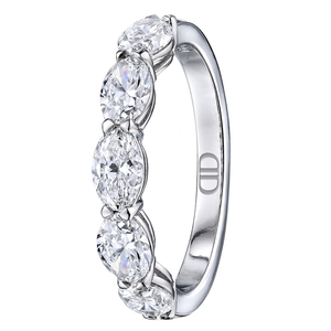 GIA Certified Designer Oval-cut Horizontally Set Diamond Half Eternity Band Ring 1.56ct tw