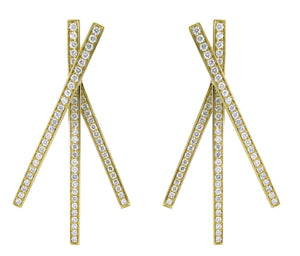 1.10ct tw Modern Fan Style Flexible Diamond Statement Earrings