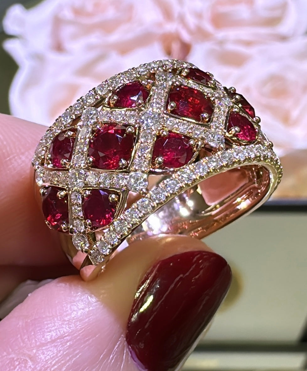 2.91carat Ruby and White Diamond Cocktail Ring