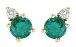 Diamond and Emerald Stud Earring 0.33ct tw