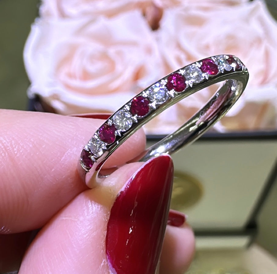 Ruby & Diamond Alternating Band Ring