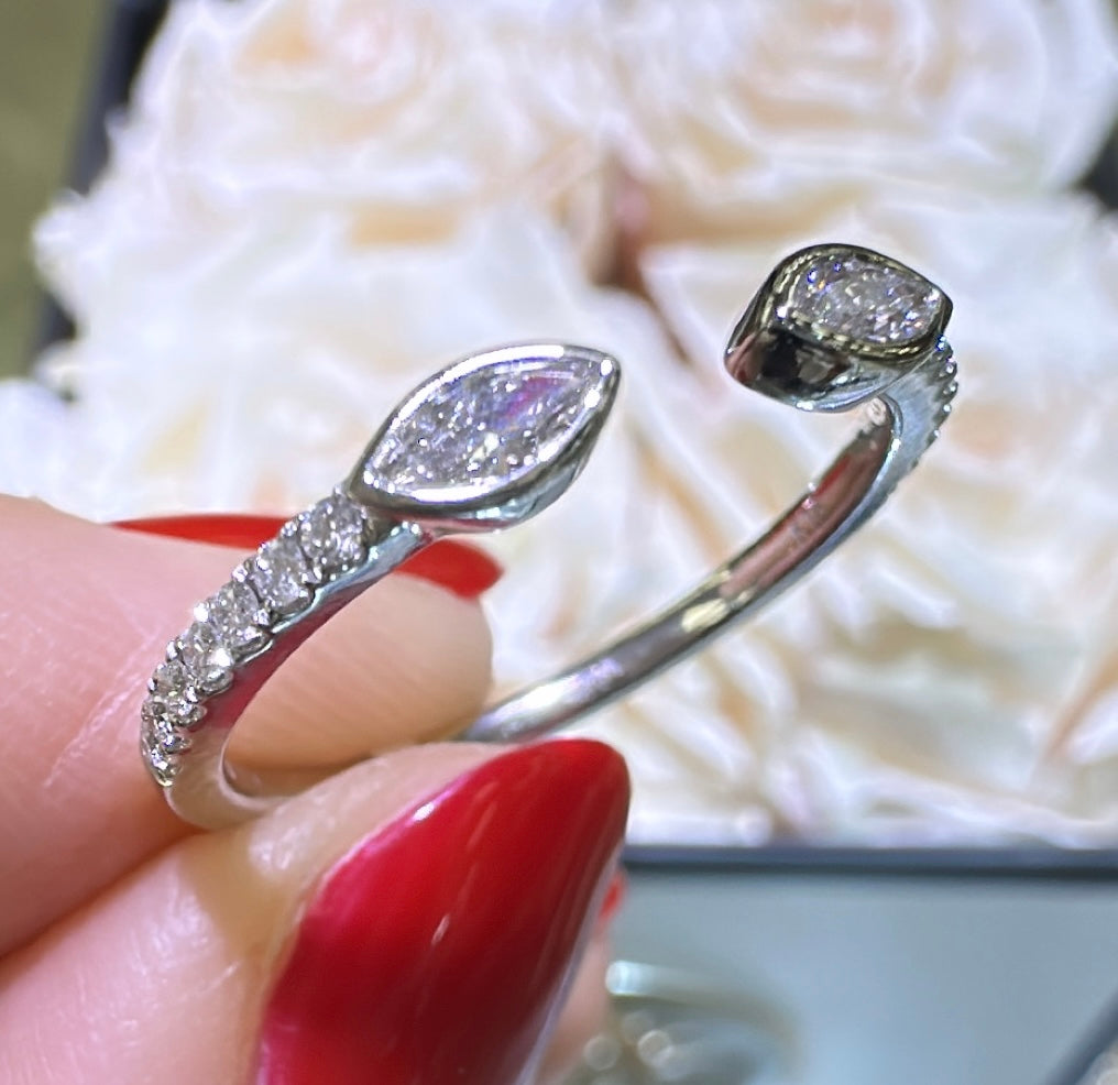 0.22ct tw Gold and Marquise-shape Diamond Open Wrap Ring