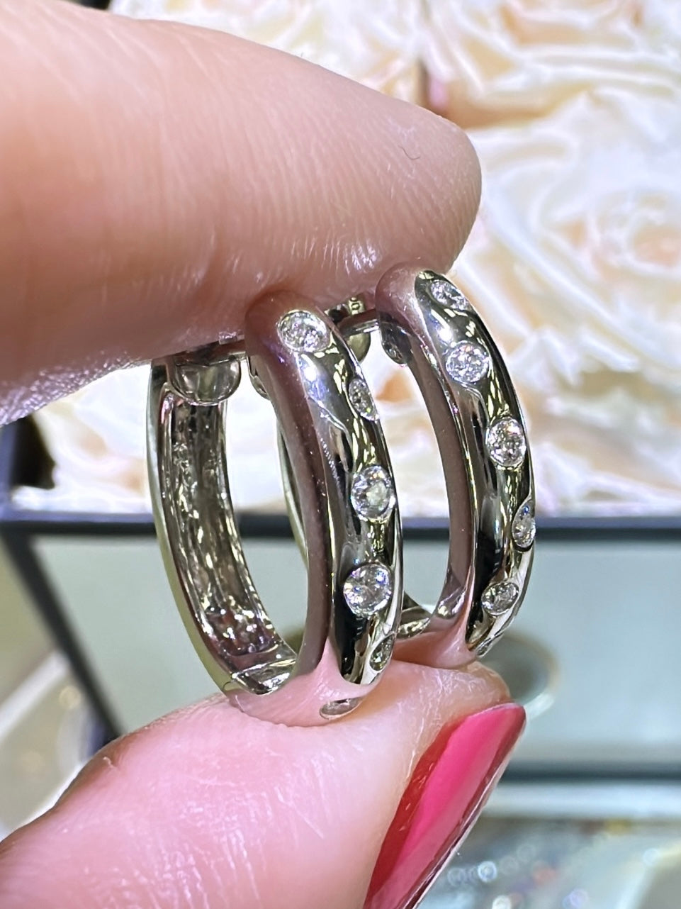 0.17ct tw Diamond Oval Shape white Gold Earrings