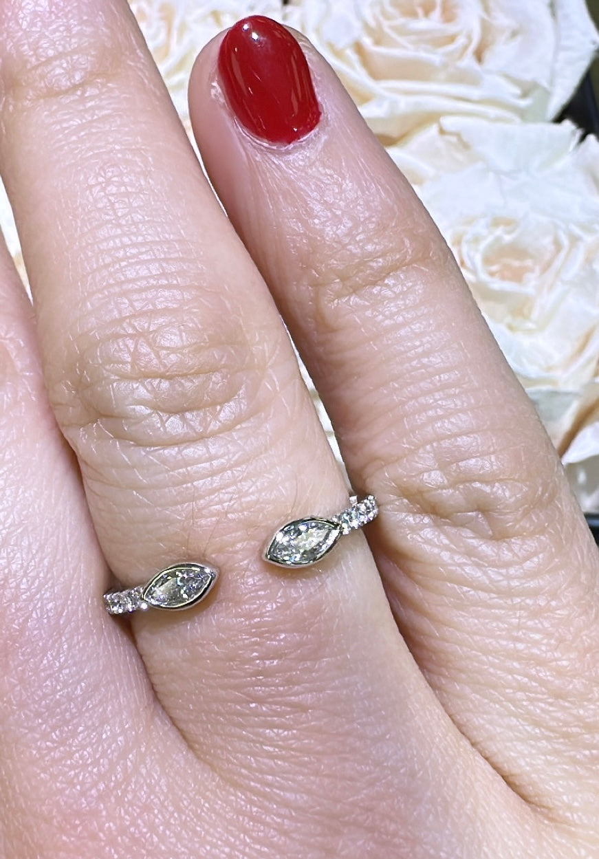 0.22ct tw Gold and Marquise-shape Diamond Open Wrap Ring