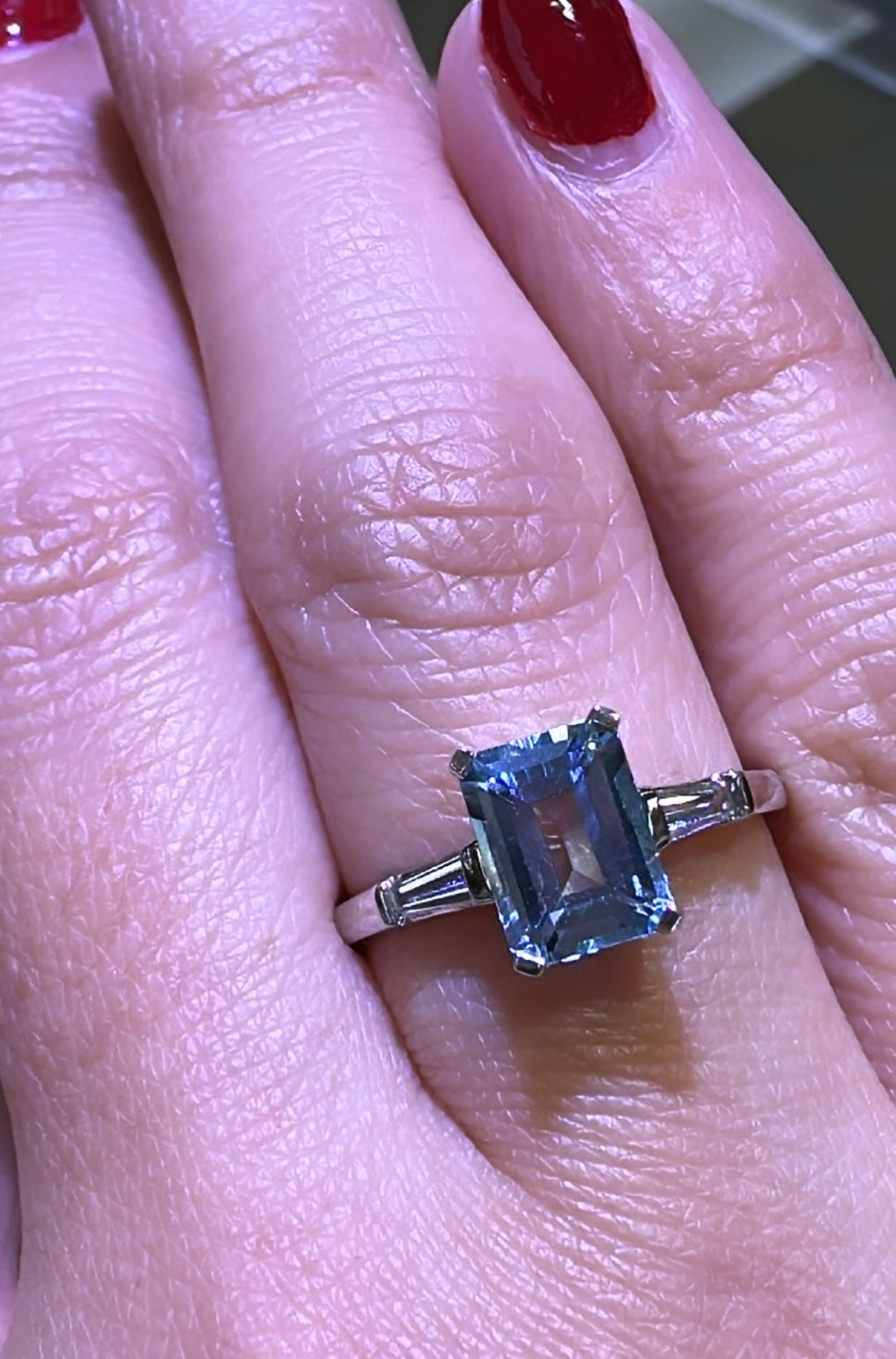 Blue Topaz 1.83ct with Side Diamonds Ring