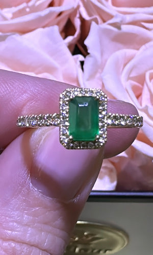 0.81ct tw Emerald and Diamond Ring