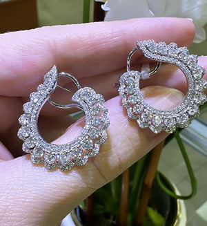 4.14CT TW Triple Row Circle Diamond Statement Earrings