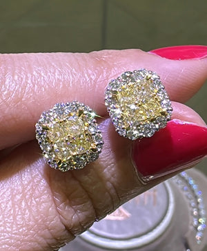 2.23ct tw Fancy Canary Yellow Diamond Stud Earrings