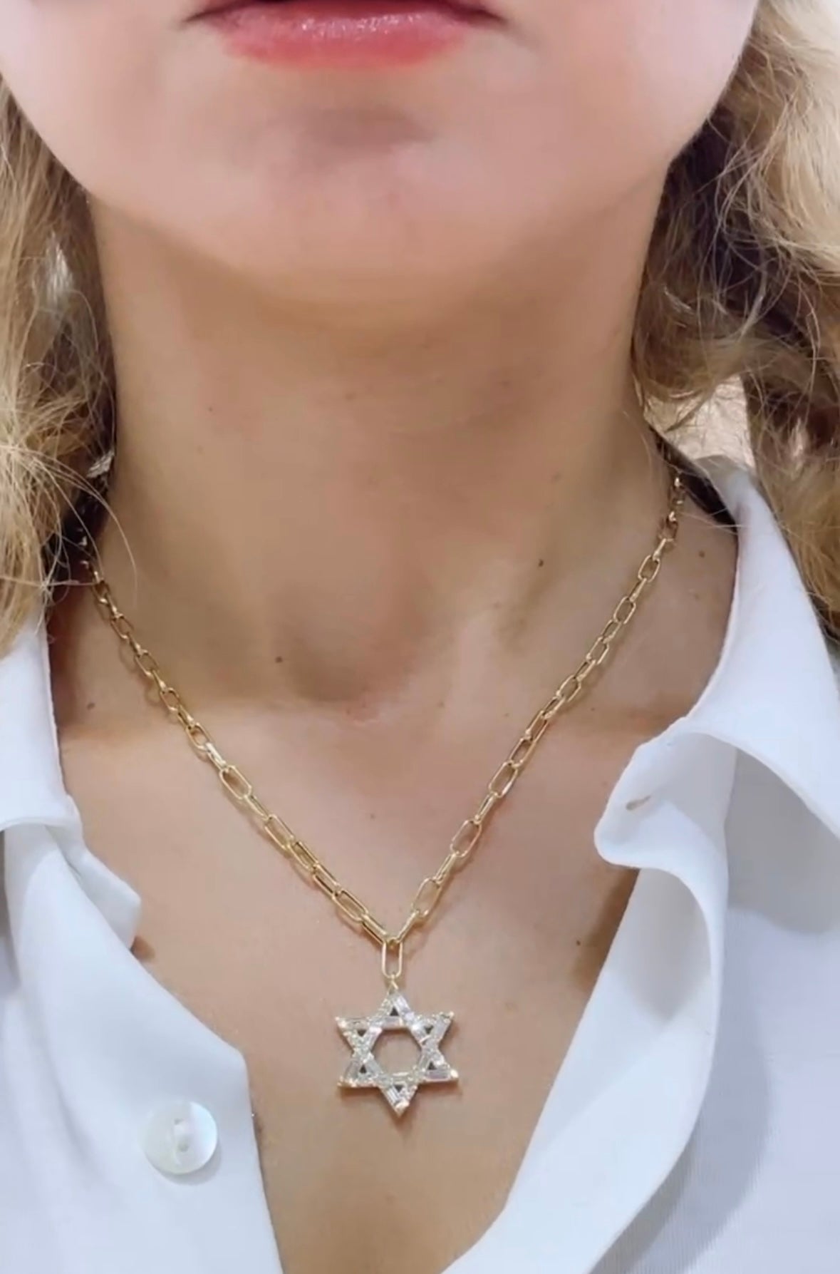Diamond Mix Shape Star Of David Pendant Necklace.