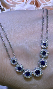 2.14ct tw Diamond and Sapphire Station Chain Necklace