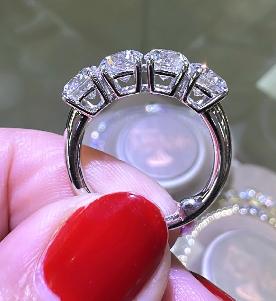 GIA certified 2.80ct t.w. Four 4 Stone Diamond Ring