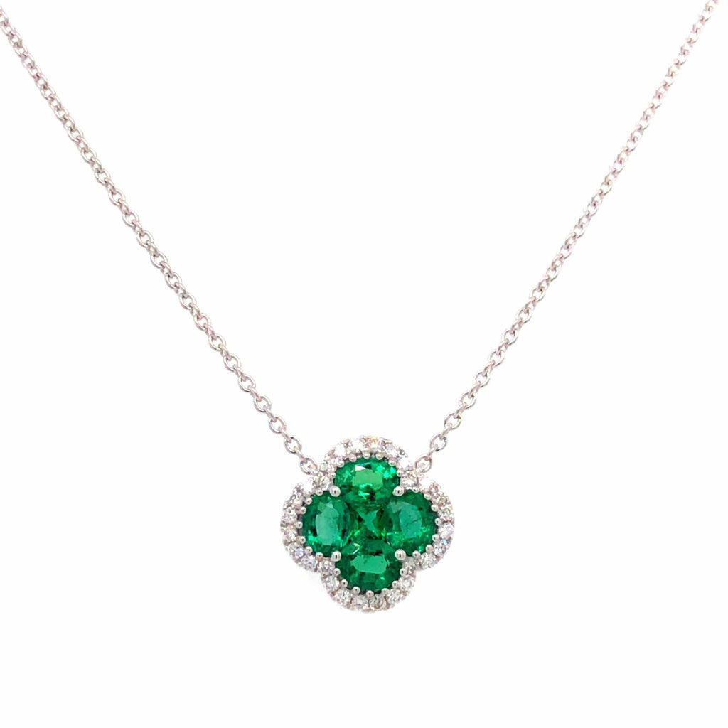 1.62ct tw Green Emerald and Diamond Pendant Necklace