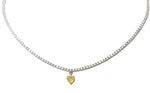 5.26carat Exquisite Diamond Tennis Line Necklace with Detacable GIA Certified Canary Fancy Intense Yellow Heart Diamond Drop