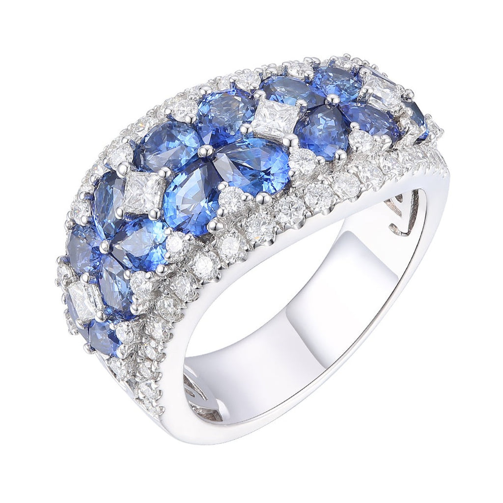 3.91carat Ladies Diamond and Blue Sapphire Ring