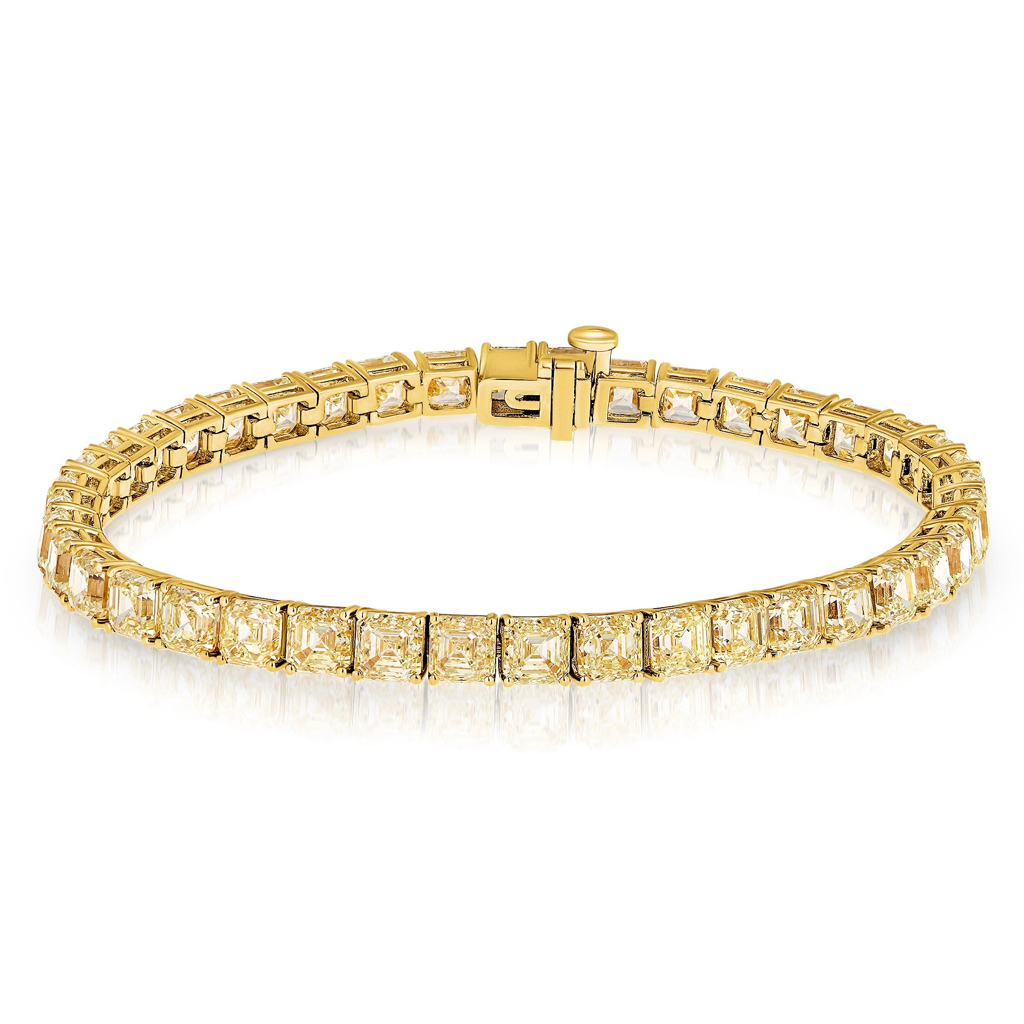 20.87carat Exquisite Diamond Asscher-cut Canary Fancy Yellow Diamond Tennis Line Bracelet