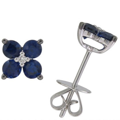 0.86ct tw Sapphire and Diamond Flower Earrings