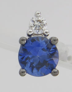 Diamond and Sapphire Stud Earring 0.43ct tw