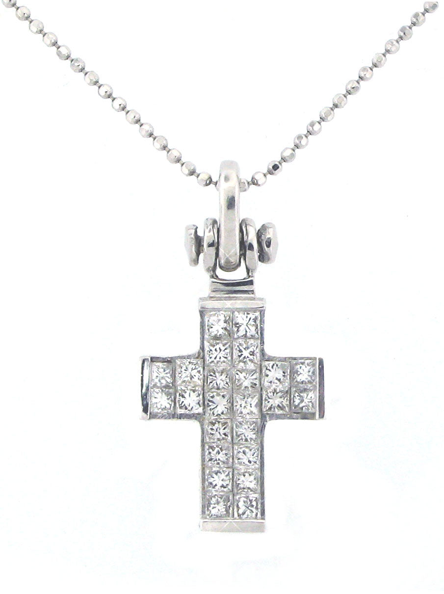 Princess-cut Diamond Invisible-set Cross 1.40ct tw Pendant Necklace