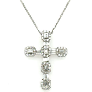 Baguette-cut Diamond Invisible-set Cross 1.96ct tw Pendant Necklace