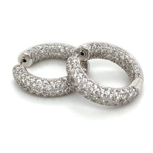 3.55ct tw Inside Out Diamond Hoop Huggies Diamond Earrings