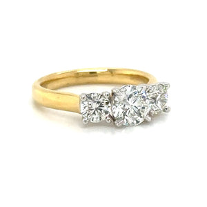 GIA Certified 1.49carat Round Cut Diamond Three Stone Engagement Ring