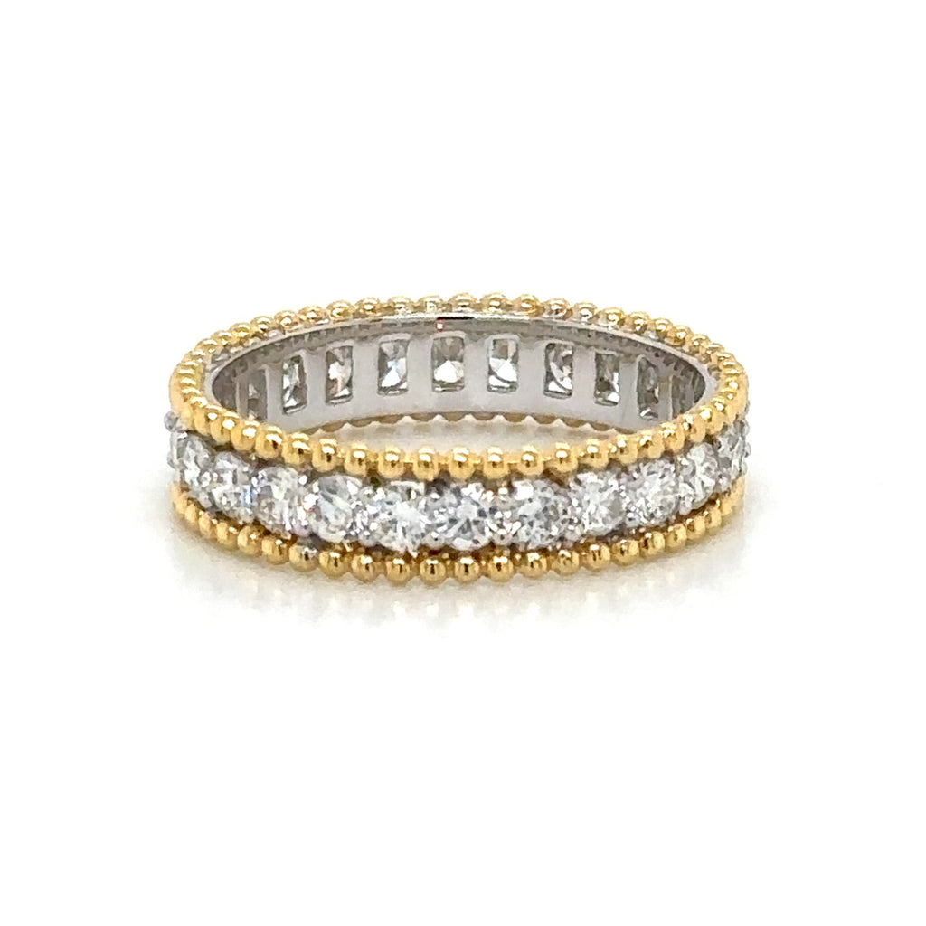 Beaded Three Row Diamond 1.34ct tw Two Tone Ring