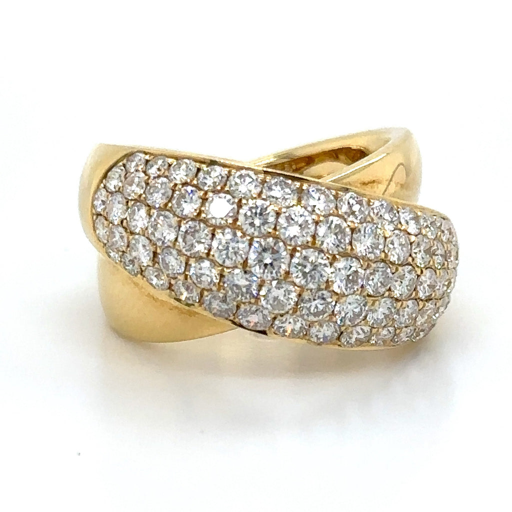 2.15ct tw Pave Diamond Criss Cross Statement Cocktail Ring