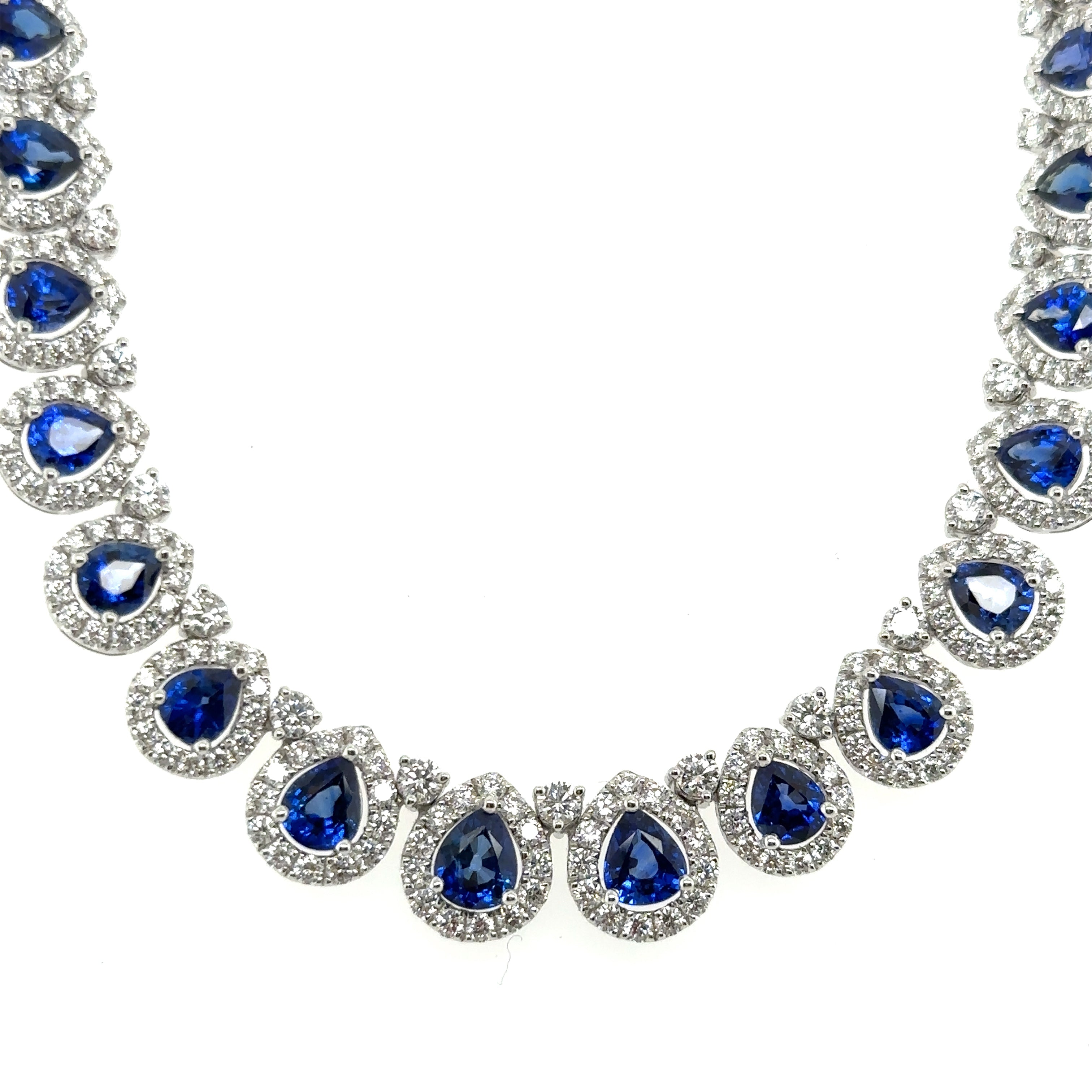 Copy of 27.65carat Pear shape Diamond and Royal Blue Sapphire Statement Necklace