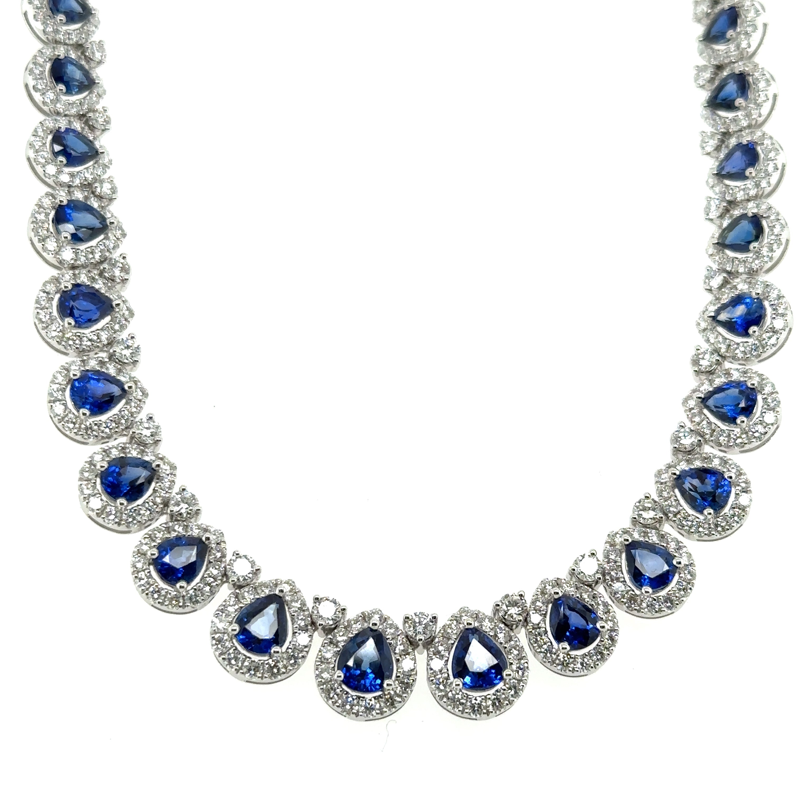 Copy of 27.65carat Pear shape Diamond and Royal Blue Sapphire Statement Necklace
