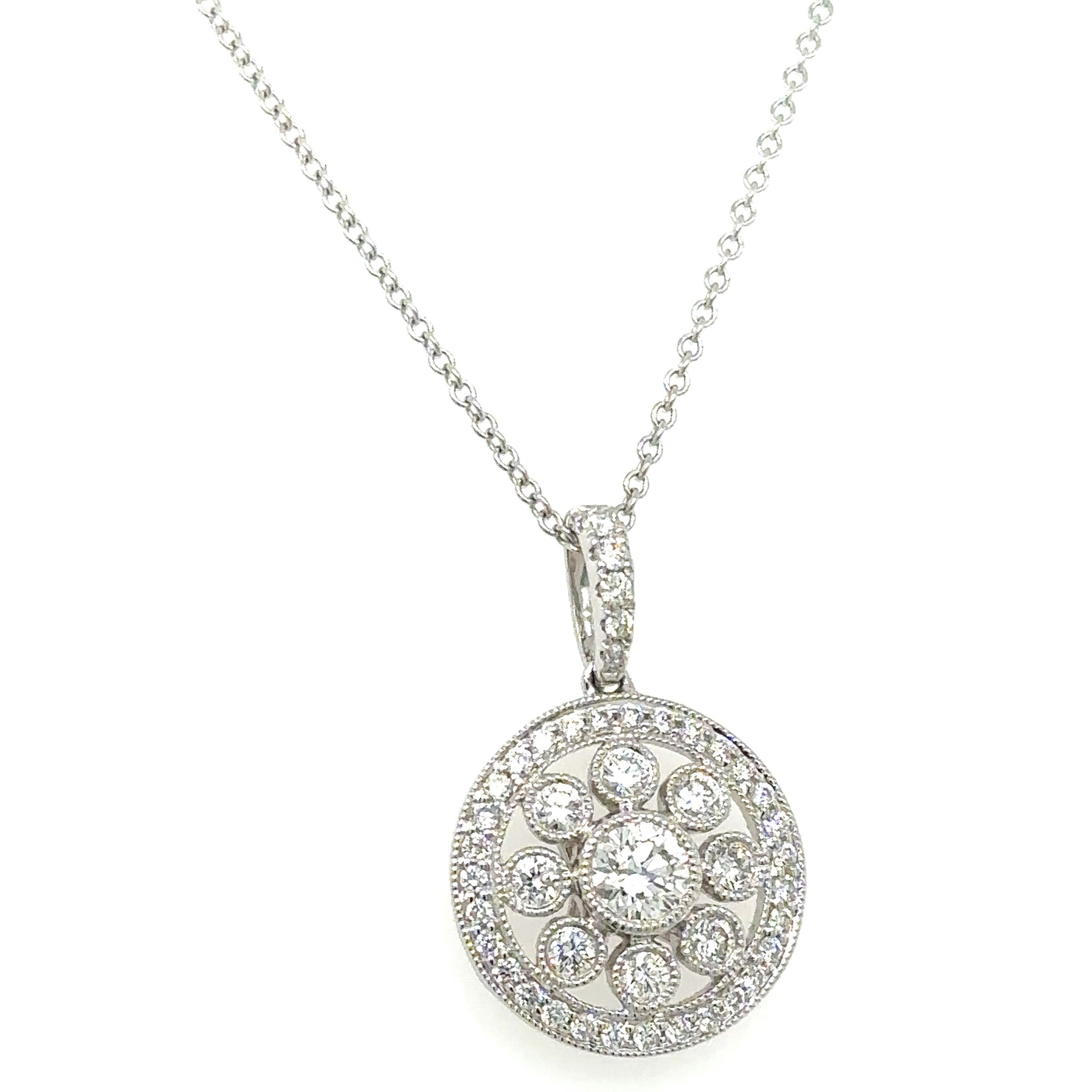 Diamond Filigree Pendant 0.59ct tw Necklace