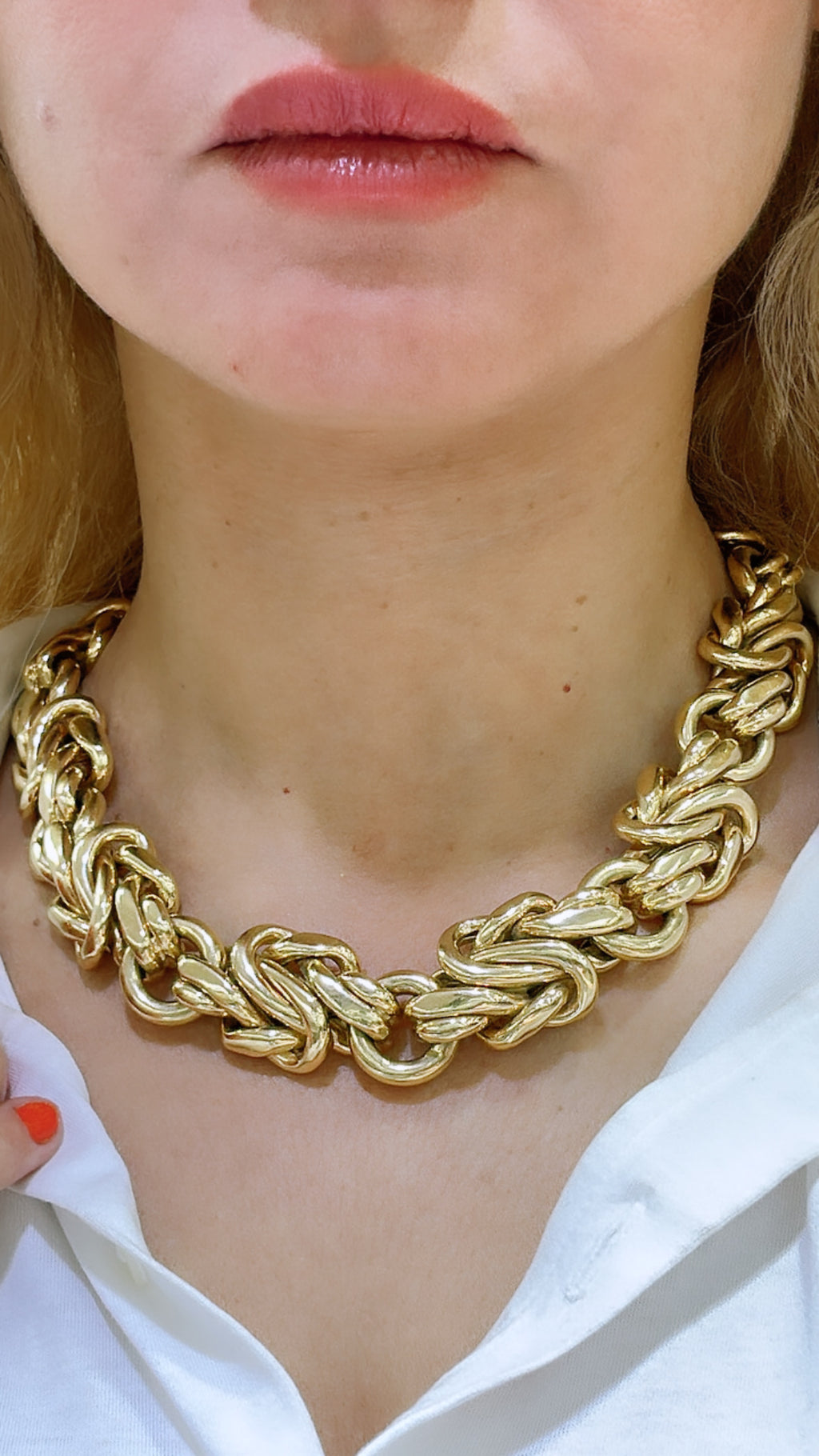 Hand Woven 227GR 18K Yellow Gold Statement Necklace