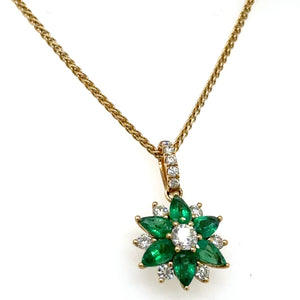 1.60ct tw Green Emerald and Diamond Pendant Necklace